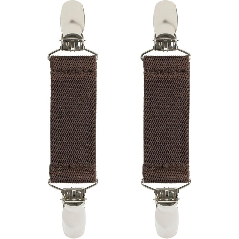 Hold’Em 1” Boot Straps Leg Pant Stirrup Elastic Extra Heavy Clips - Brown